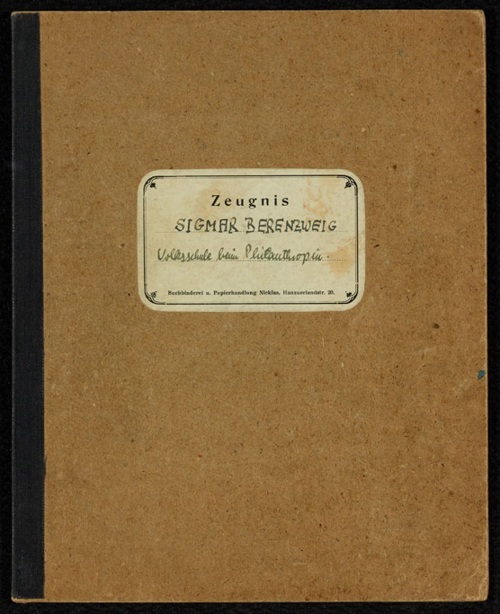 A photograph of Sigmer Berenweig's school report.